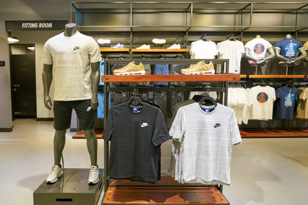 BUSAN, SOUTH KOREA - MAY 25, 2017: inside Nike store at Lotte Mall in Busan.のeditorial素材