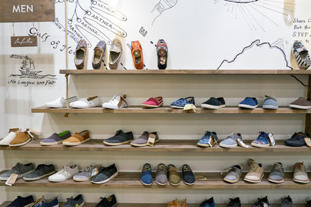 BUSAN, SOUTH KOREA - MAY 25, 2017: goods on display at a store at Lotte Mall in Busan.のeditorial素材