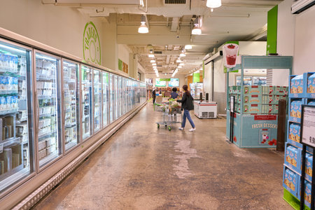BUSAN, SOUTH KOREA - CIRCA MAY, 2017: inside E-Mart Traders in Busan. E-Mart Traders is a warehouse-style retail store that sells products directly imported from famous global brands.のeditorial素材