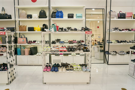 BUSAN, SOUTH KOREA - MAY 25, 2017: goods on display at a store at Lotte Mall in Busan.のeditorial素材