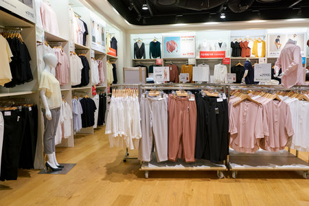 BUSAN, SOUTH KOREA - MAY 28, 2017: inside Uniqlo store at Lotte Department Store in Busan. Uniqlo...