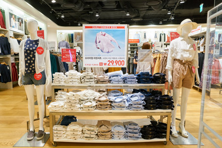 BUSAN, SOUTH KOREA - MAY 28, 2017: Uniqlo store at Lotte Department Store in Busan. Uniqlo Co., Ltd....