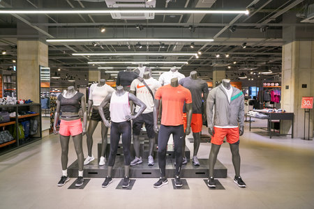 BUSAN, SOUTH KOREA - MAY 25, 2017: inside Nike store at Lotte Mall in Busan.のeditorial素材