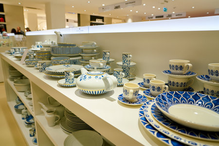 ROME, ITALY - CIRCA NOVEMBER, 2017: a variety of goods on display at a second flagship store of Rinascente in Rome.のeditorial素材