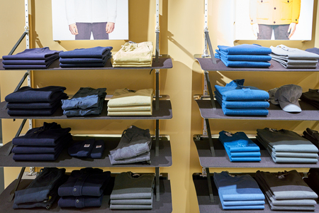 ROME, ITALY - CIRCA NOVEMBER, 2017: clothing on display at a second flagship store of Rinascente in Rome.のeditorial素材