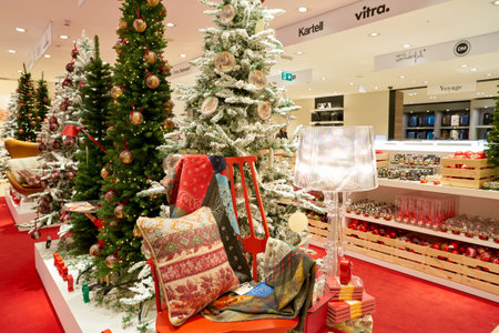 ROME, ITALY - CIRCA NOVEMBER, 2017: Christmas decorations on display at a second flagship store of Rinascente in Rome.のeditorial素材