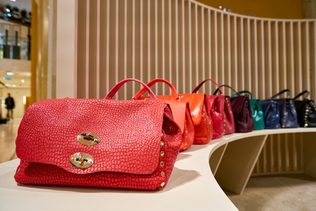 ROME, ITALY - CIRCA NOVEMBER, 2017: Zanellato bags on display at a second flagship store of Rinascente in Rome.のeditorial素材