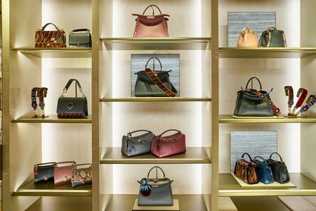 ROME, ITALY - CIRCA NOVEMBER, 2017: Fendi products sit on display at a second flagship store of Rinascente in Rome.のeditorial素材