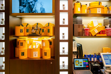 ROME, ITALY - CIRCA NOVEMBER, 2017: Acqua di Parma products sit on display at a second flagship...