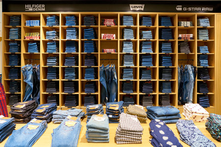 ROME, ITALY - CIRCA NOVEMBER, 2017: jeans on display at a second flagship store of Rinascente in...