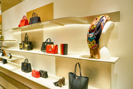 ROME, ITALY - CIRCA NOVEMBER, 2017: inside Louis Vuitton store at a second flagship store of Rinascente in Rome. Louis Vuitton is a fashion house and luxury retail company.のeditorial素材