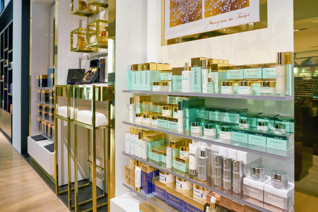 ROME, ITALY - CIRCA NOVEMBER, 2017: Valmont cosmetics sit on display at a second flagship store of Rinascente in Rome.のeditorial素材