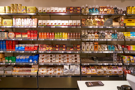 ROME, ITALY - CIRCA NOVEMBER, 2017: a variety of goods on display at a second flagship store of Rinascente in Rome.のeditorial素材