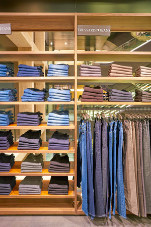 ROME, ITALY - CIRCA NOVEMBER, 2017: clothing on display at a second flagship store of Rinascente in Rome.のeditorial素材