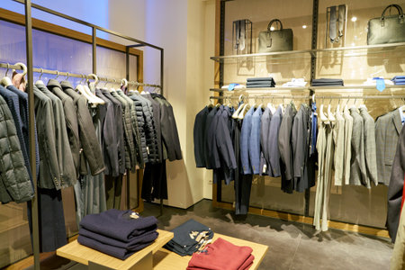 ROME, ITALY - CIRCA NOVEMBER, 2017: clothing on display at a second flagship store of Rinascente in Rome.のeditorial素材