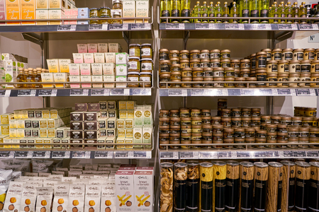ROME, ITALY - CIRCA NOVEMBER, 2017: a variety of goods on display at a second flagship store of Rinascente in Rome.のeditorial素材
