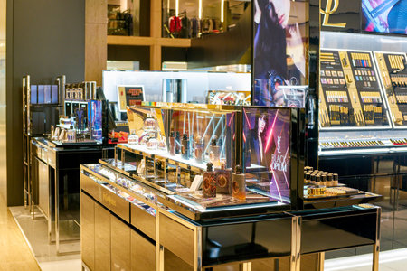 ROME, ITALY - CIRCA NOVEMBER, 2017: Yves Saint Laurent cosmetics sit on display at a second flagship...