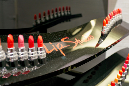 ROME, ITALY - CIRCA NOVEMBER, 2017: Dior lipsticks sit on display at a second flagship store of Rinascente in Rome.のeditorial素材