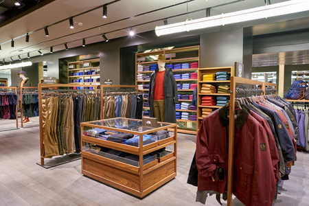 ROME, ITALY - CIRCA NOVEMBER, 2017: clothing on display at a second flagship store of Rinascente in Rome.のeditorial素材
