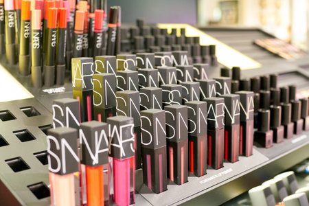 ROME, ITALY - CIRCA NOVEMBER, 2017: NARS cosmetics sit on display at a second flagship store of Rinascente in Rome.のeditorial素材