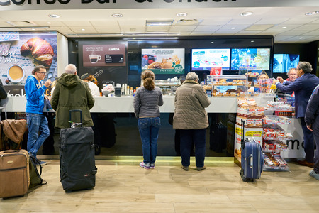 MILAN MALPENSA, ITALY - CIRCA NOVEMBER, 2017: a food court at Milan-Malpensa airport.