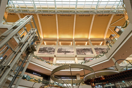 SINGAPORE - NOVEMBER 08, 2015: interior of The Shoppes at Marina Bay Sands. The Shoppes at Marina Bay Sands is one of Singapore's largest luxury shopping mallsのeditorial素材