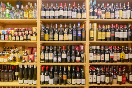 ROME, ITALY - CIRCA NOVEMBER 2017: shelves in a grocery store in Rome.
