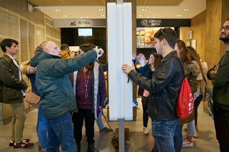 ROME, ITALY - CIRCA NOVEMBER, 2017: customers use self-ordering kiosks at McDonald's restaurant in...