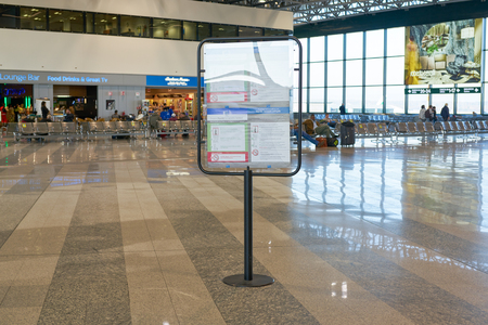 MILAN MALPENSA, ITALY - CIRCA NOVEMBER, 2017: inside Milan-Malpensa Airport, Terminal 1.のeditorial素材