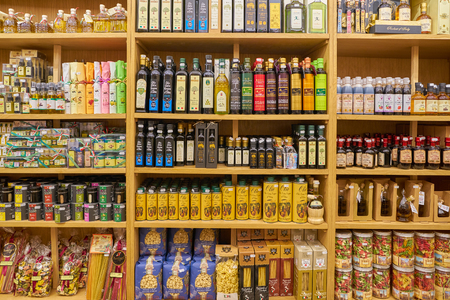 ROME, ITALY - CIRCA NOVEMBER 2017: shelves in a grocery store in Rome.のeditorial素材