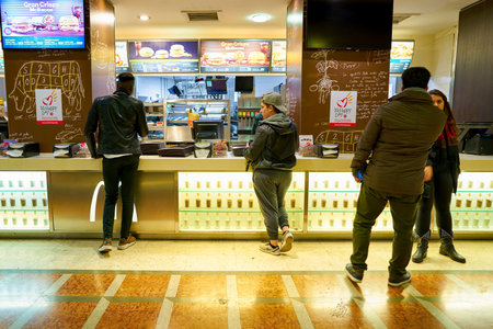 MILAN, ITALY - CIRCA NOVEMBER, 2017: inside McDonald's restaurant. McDonald's is an American...