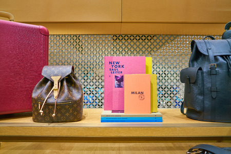 MILAN, ITALY - CIRCA NOVEMBER, 2017: Louis Vuitton bags on display at Rinascente. Rinascente is a...