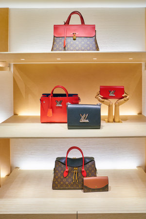 MILAN, ITALY - CIRCA NOVEMBER, 2017: bags on display at Rinascente. Rinascente is a collection of...