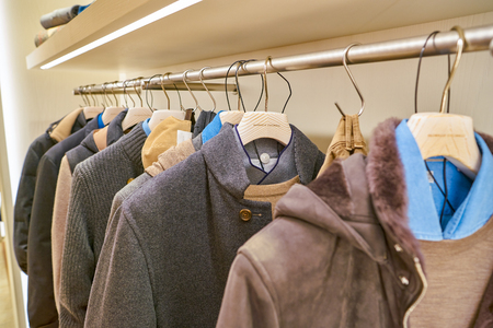 MILAN, ITALY - CIRCA NOVEMBER, 2017: various of clothes on display at Rinascente. Rinascente is a collection of high-end stores.のeditorial素材