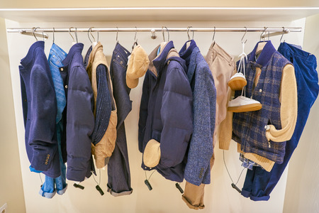 MILAN, ITALY - CIRCA NOVEMBER, 2017: various of clothes on display at Rinascente. Rinascente is a collection of high-end stores.のeditorial素材