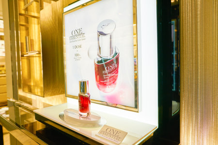 MILAN, ITALY - CIRCA NOVEMBER, 2017: cosmetics on display at Rinascente. Rinascente is a collection of high-end stores.のeditorial素材