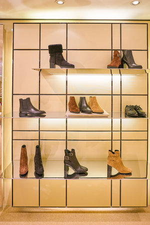 MILAN, ITALY - CIRCA NOVEMBER, 2017: TOD'S shoes on display at Rinascente shopping center in Milan. Rinascente is a collection of high-end stores.のeditorial素材
