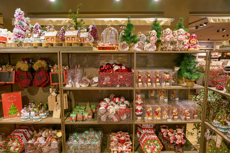 MILAN, ITALY - CIRCA NOVEMBER, 2017: Christmas decorations on display at Rinascente shopping center in Milan. Rinascente is a collection of high-end stores.のeditorial素材