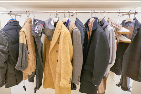 MILAN, ITALY - CIRCA NOVEMBER, 2017: various of clothes on display at Rinascente. Rinascente is a collection of high-end stores.のeditorial素材