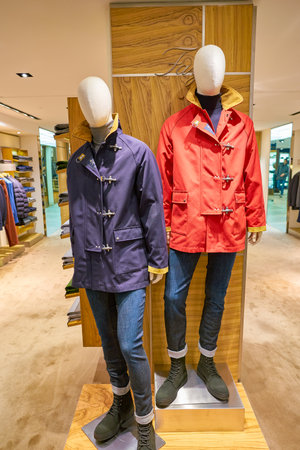 MILAN, ITALY - CIRCA NOVEMBER, 2017: various of clothes on display at Rinascente. Rinascente is a collection of high-end stores.のeditorial素材