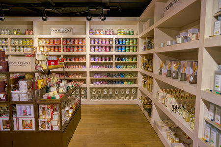 MILAN, ITALY - CIRCA NOVEMBER, 2017: Yankee Candle products on display at Rinascente shopping center...