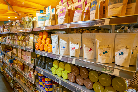 MILAN, ITALY - CIRCA NOVEMBER, 2017: a variety of goods on display on top floor in Rinascente, Milan.のeditorial素材