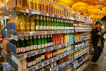 MILAN, ITALY - CIRCA NOVEMBER, 2017: a variety of goods on display on top floor in Rinascente, Milan.のeditorial素材