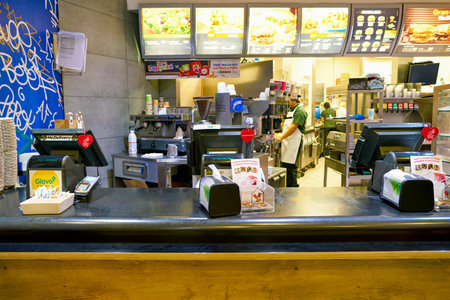 MILAN, ITALY - CIRCA NOVEMBER, 2017: inside a McDonald's restaurant in Milan.