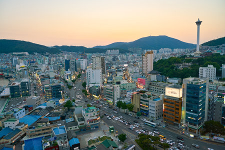 BUSAN, SOUTH KOREA - CIRCA MAY, 2017: view of Busan from Lotte Department Store. Busan, formerly...