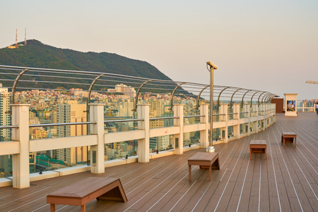 BUSAN, SOUTH KOREA - CIRCA MAY, 2017: observation area at the top of the Lotte Department Store Gwangbok.のeditorial素材