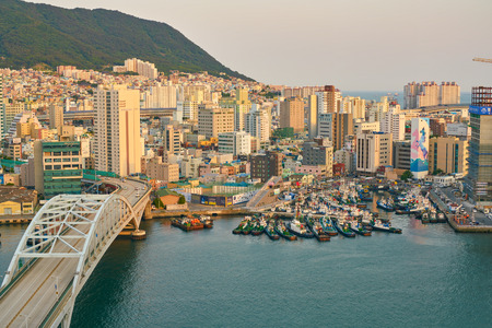 BUSAN, SOUTH KOREA - CIRCA MAY, 2017: view of Busan from Lotte Department Store. Busan, formerly...