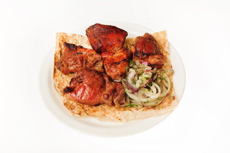 Studio shot of restaurant food, isolated on white background.の写真素材