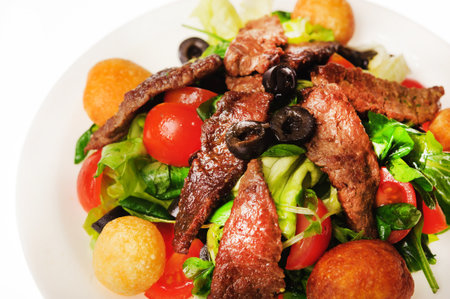 Close-up studio shot of restaurant food.の写真素材