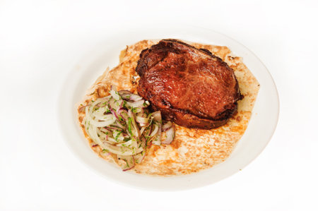 Studio shot of restaurant food, isolated on white background.の写真素材